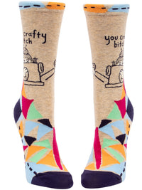 YOU CRAFTY BITCH WOMEN'S CREW SOCKS - BLUE Q