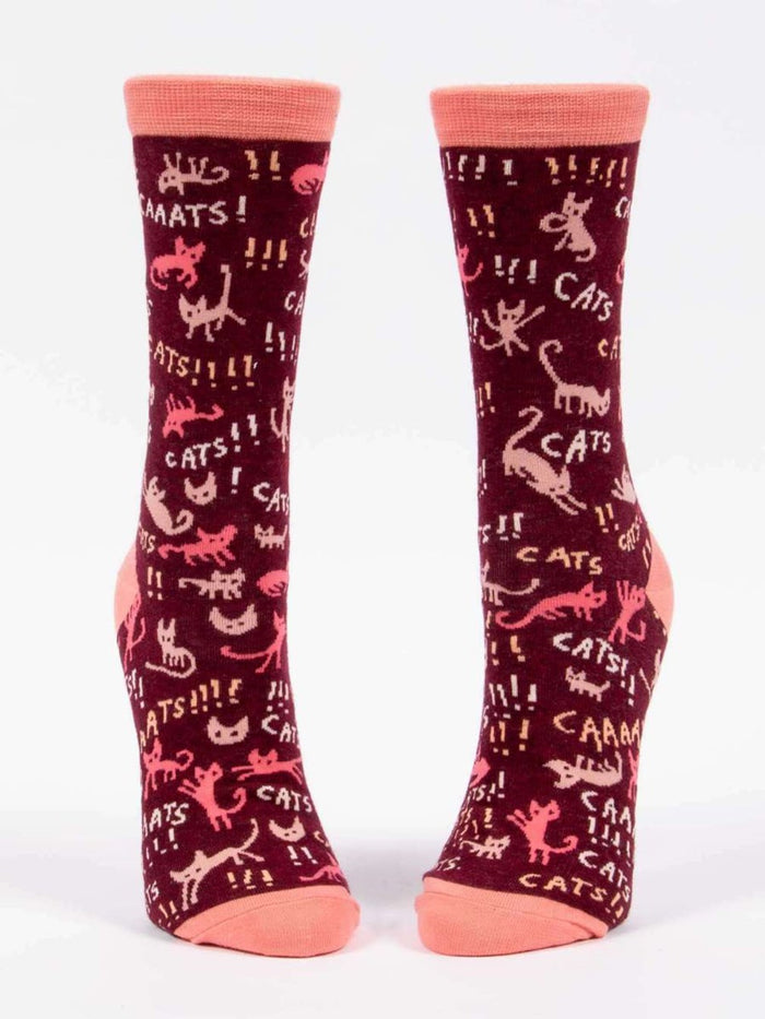 CATS! WOMENS' CREW SOCKS - BLUE Q