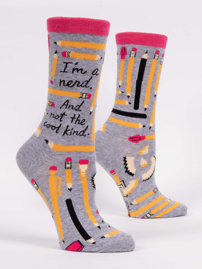 I'M A NERD WOMEN'S CREW SOCKS - BLUE Q