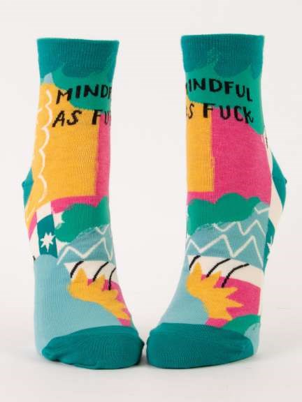 MINDFUL AS F@#! WOMEN'S ANKLE SOCKS - BLUE Q