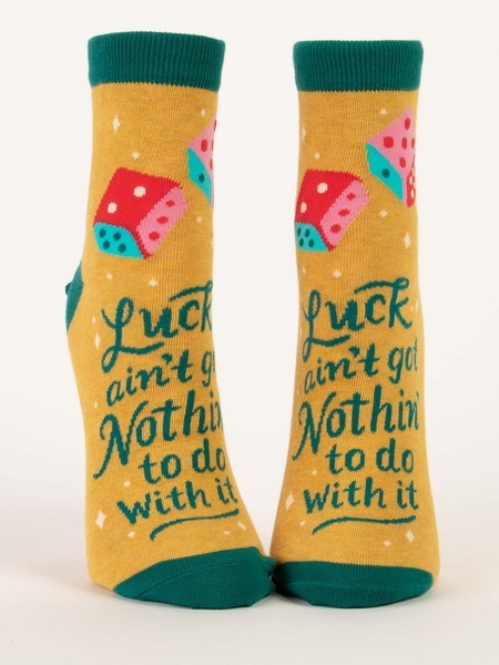 LUCK AIN'T NOTHIN' WOMEN'S ANKLE SOCKS - BLUE Q