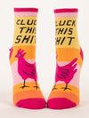 CLUCK THIS SHIT WOMEN'S ANKLE SOCKS - BLUE Q