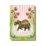 FANCY ELEPHANT CELEBRATE-GREETING CARD-PAPAYA
