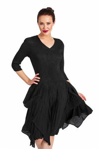 SIENA V-NECK HANKY DRESS-BLACK- JOURNEY