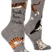 PEOPLE I LOVE: CATS WOMEN'S CREW SOCKS - BLUE Q