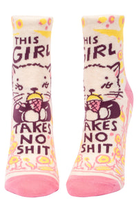 THIS GIRL TAKES NO SHIT WOMEN'S ANKLE SOCKS - BLUE Q