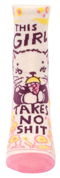 THIS GIRL TAKES NO SHIT WOMEN'S ANKLE SOCKS - BLUE Q
